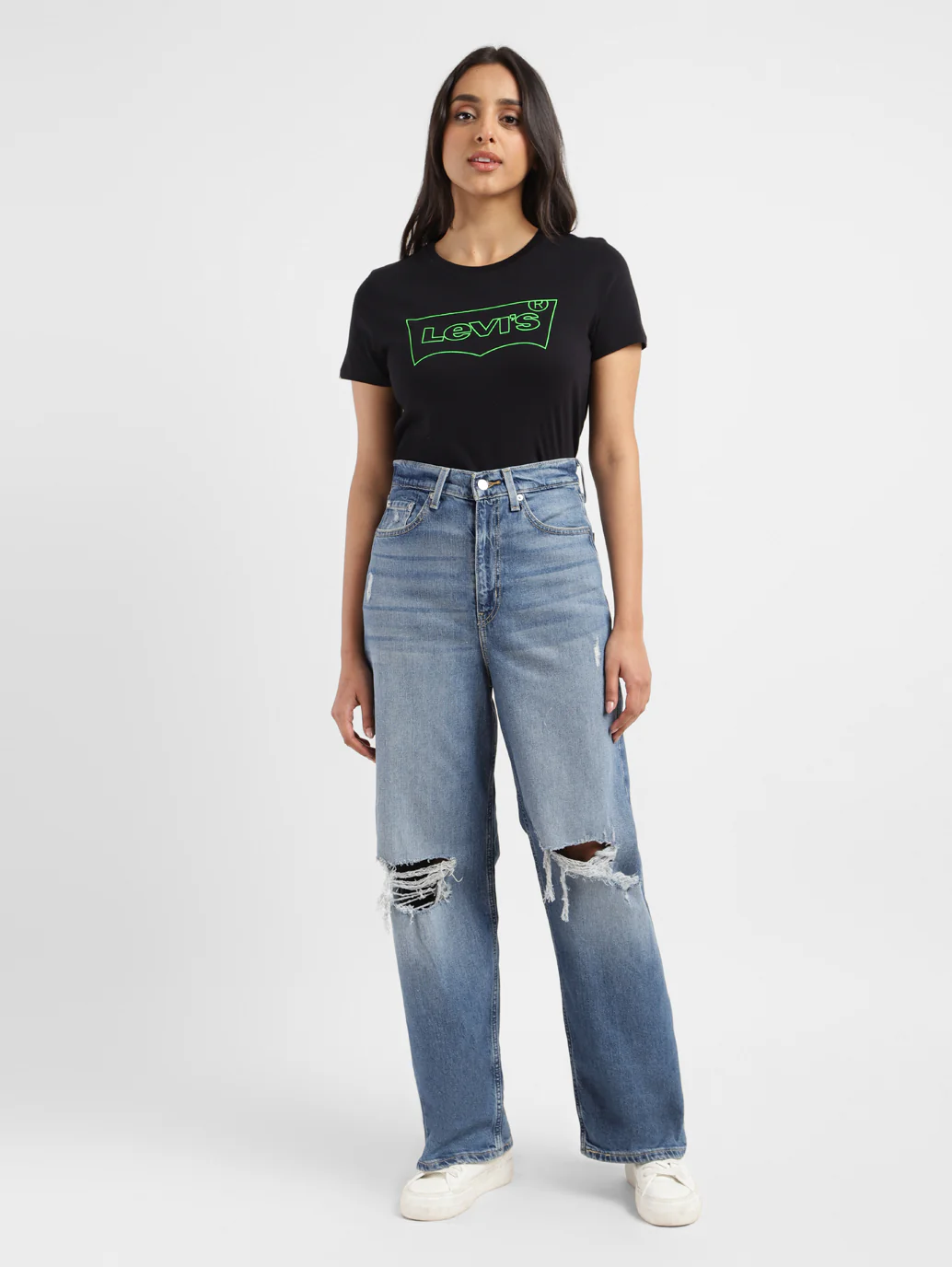 Women's Blue Loose Fit High Rise Jeans - Image 11