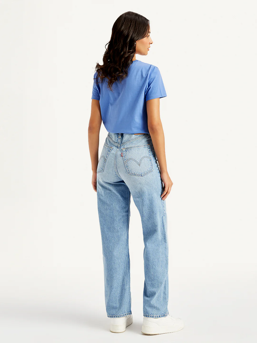 Women's Blue Loose Fit High Rise Jeans - Image 3