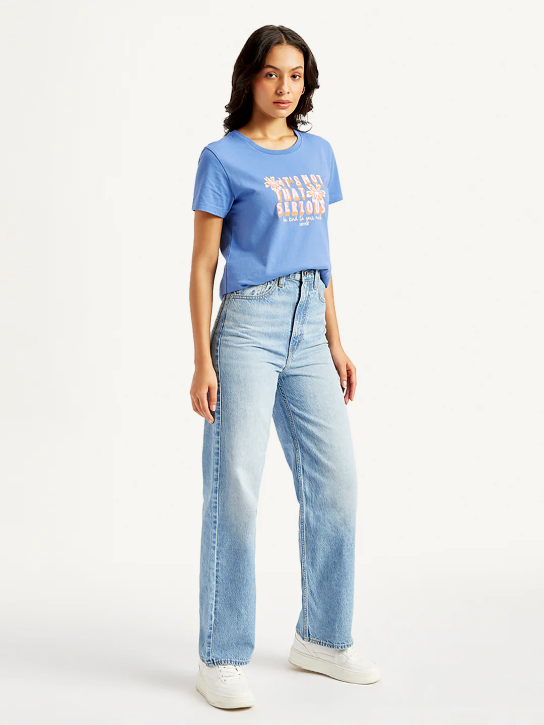 Women's Blue Loose Fit High Rise Jeans - Image 5