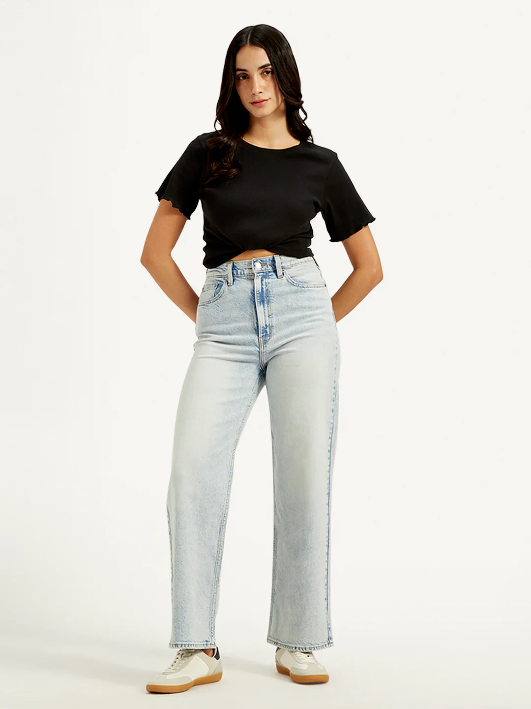 Women's Blue Loose Fit High Rise Jeans