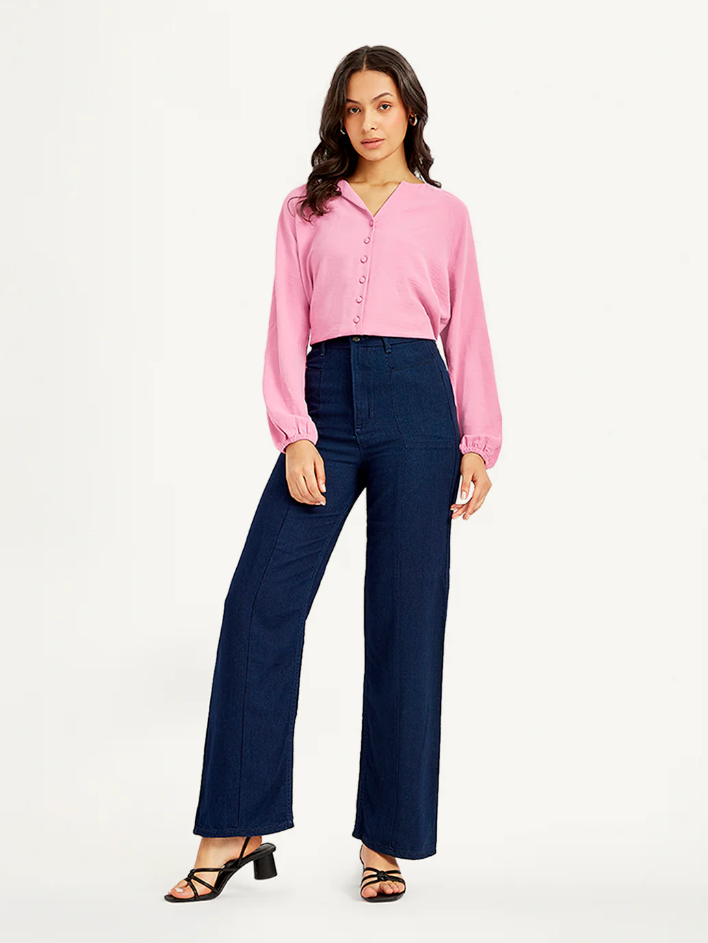 Women's Redloop Blue Loose Fit High Rise Jeans