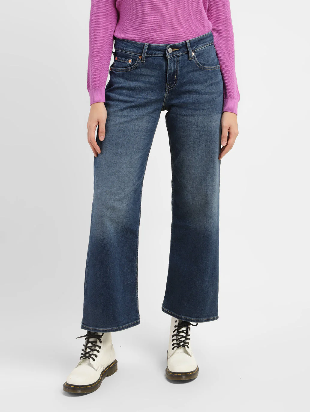 Women's Blue Loose Fit Low Rise Jeans - Image 2