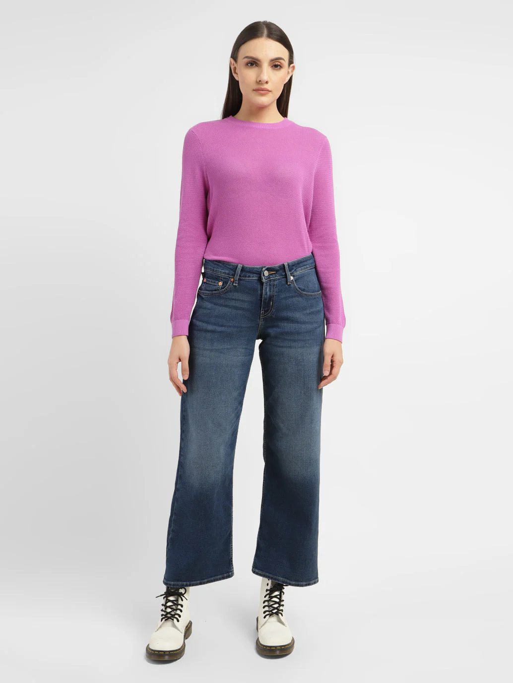 Women's Blue Loose Fit Low Rise Jeans - Image 7