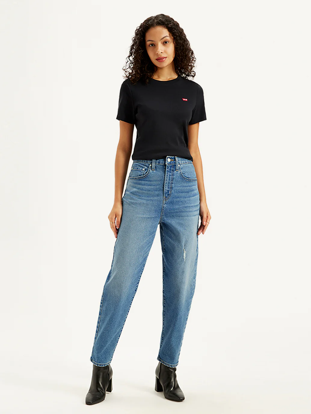 Women's Blue Loose Tapered Fit High Rise Jeans - Image 6