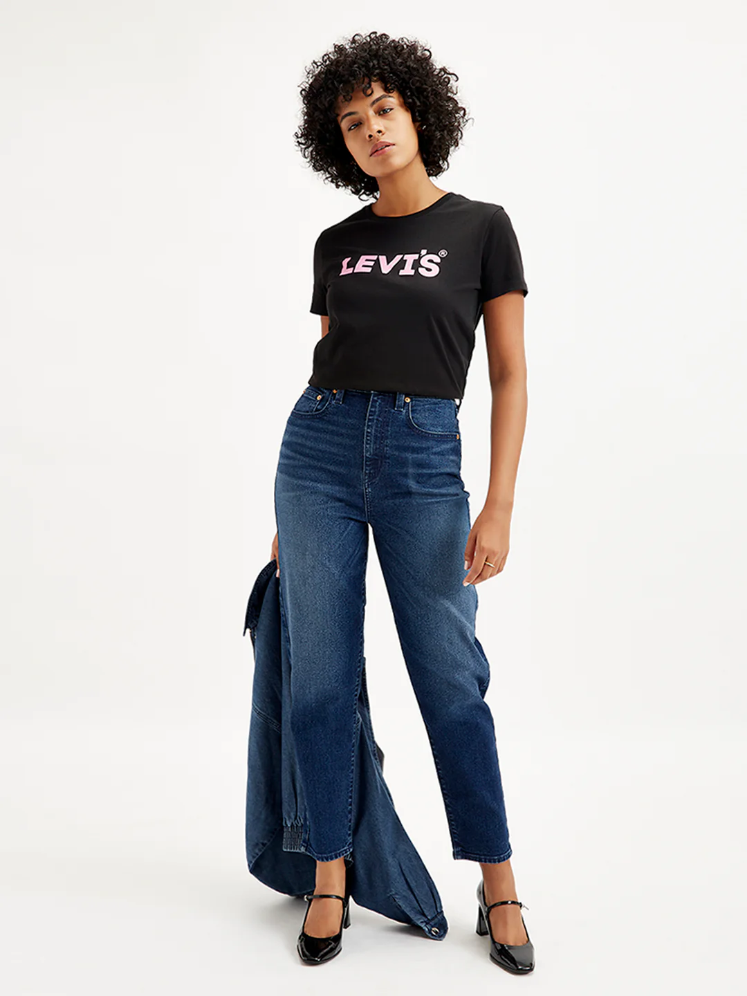 Women's Blue Loose Tapered Fit High Rise Jeans - Image 5