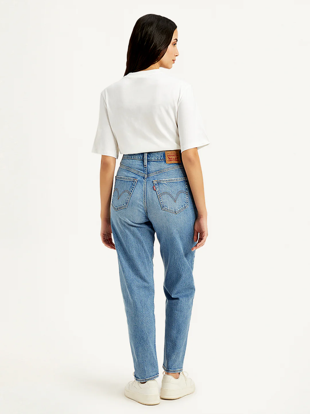 Women's Blue Loose Tapered Fit High Rise Jeans - Image 3
