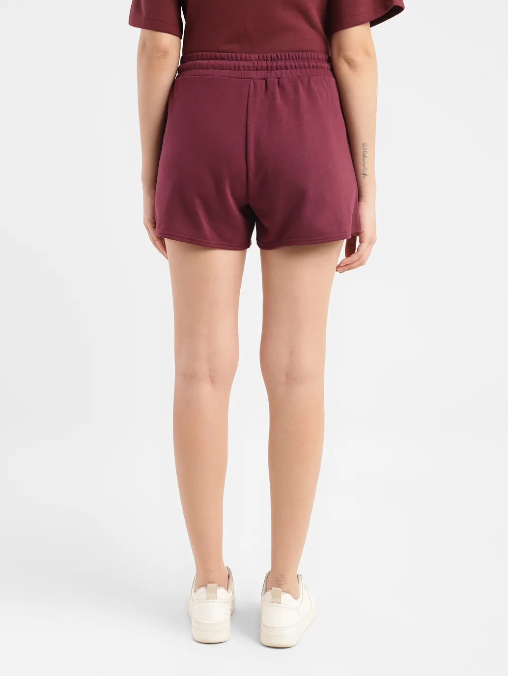 Women's High Rise Maroon Relaxed Fit Shorts - Image 3