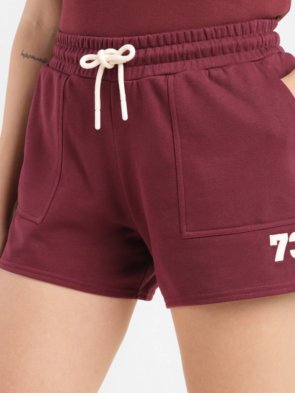 Women's High Rise Maroon Relaxed Fit Shorts - Image 6