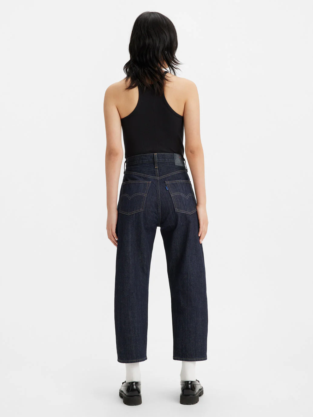 Women's Navy Blue Barrel Loose Fit High Rise Jeans - Image 3