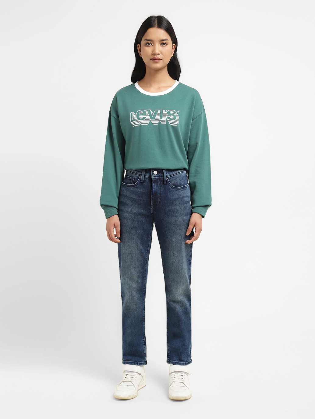 Women's 312 Blue Straight Fit Mid Rise Jeans - Image 7