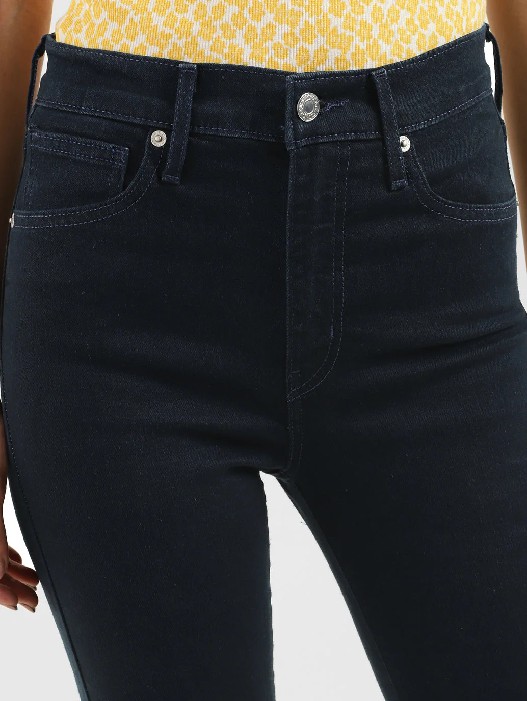 Women's Navy Blue Mile High Wide Leg Fit High Rise Jeans - Image 5