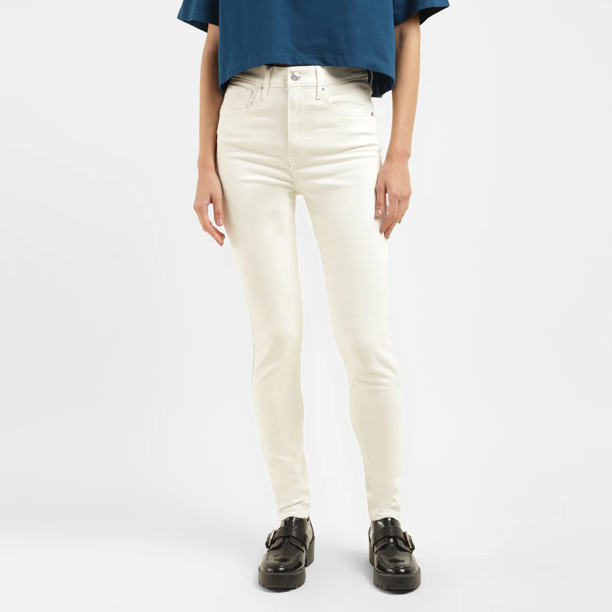 Women's White Mile High Wide Leg Fit High Rise Jeans