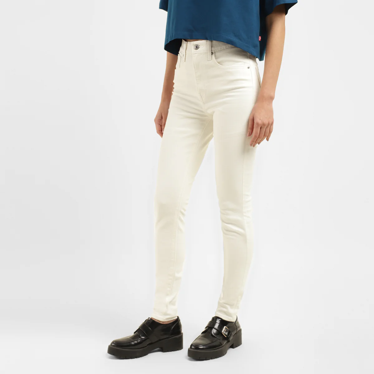 Women's White Mile High Wide Leg Fit High Rise Jeans - Image 3