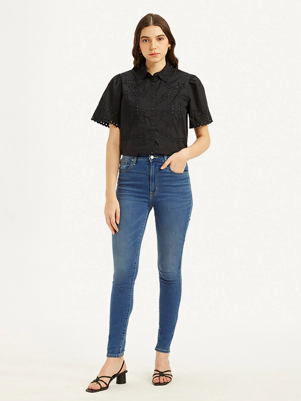 Women's Blue Mile High Wide Leg Fit High Rise Jeans - Image 2