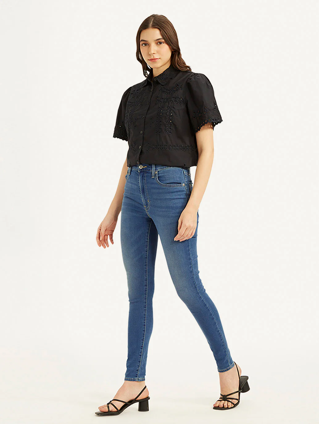 Women's Blue Mile High Wide Leg Fit High Rise Jeans - Image 5