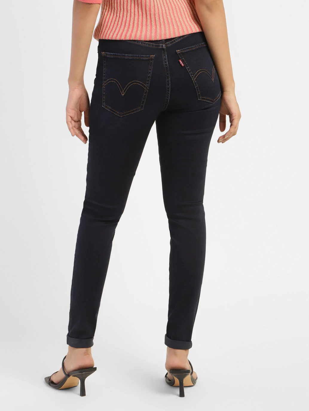 Women's Navy Blue Mile High Wide Leg Fit High Rise Jeans - Image 3