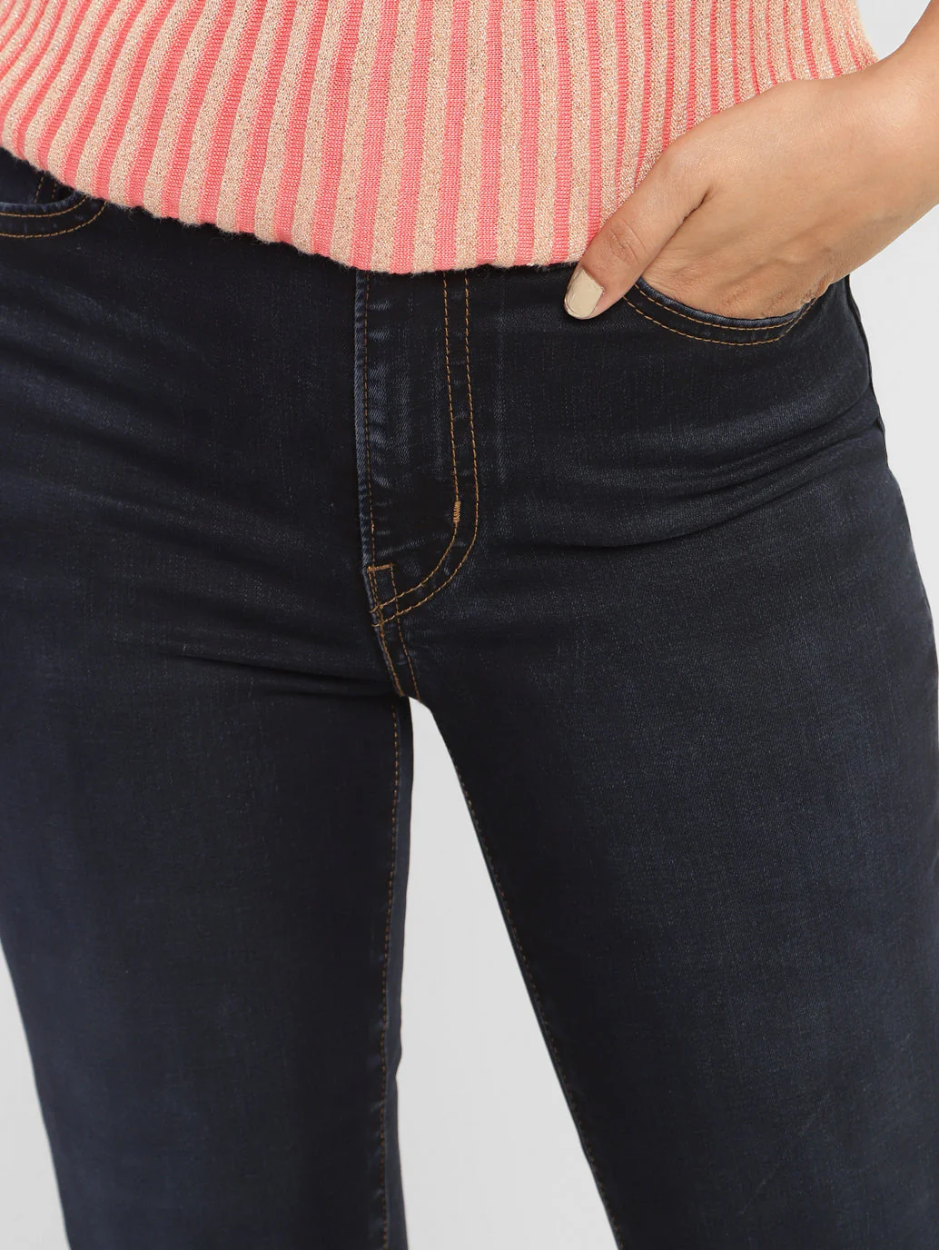 Women's Navy Blue Mile High Wide Leg Fit High Rise Jeans - Image 8