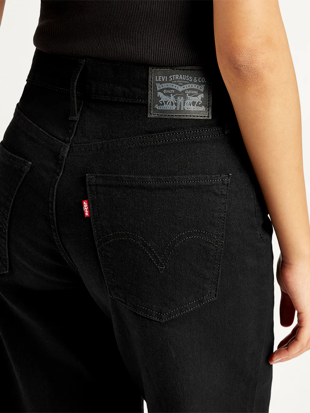 Women's Black Mile High Wide Leg Fit High Rise Jeans - Image 5