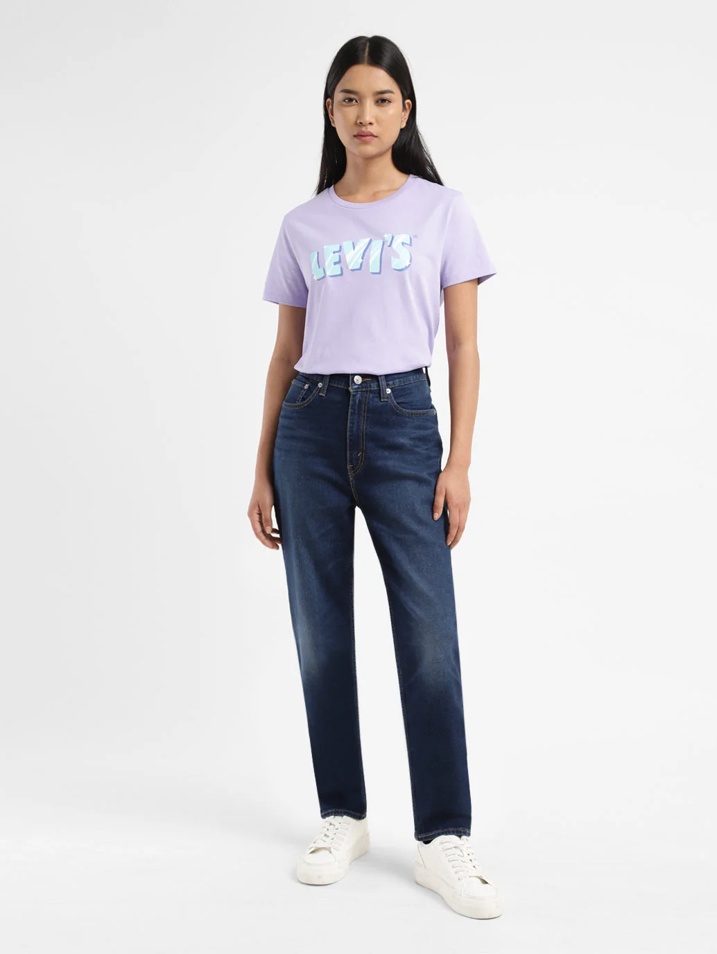 Women's Navy Blue Mom Loose Fit High Rise Jeans - Image 8