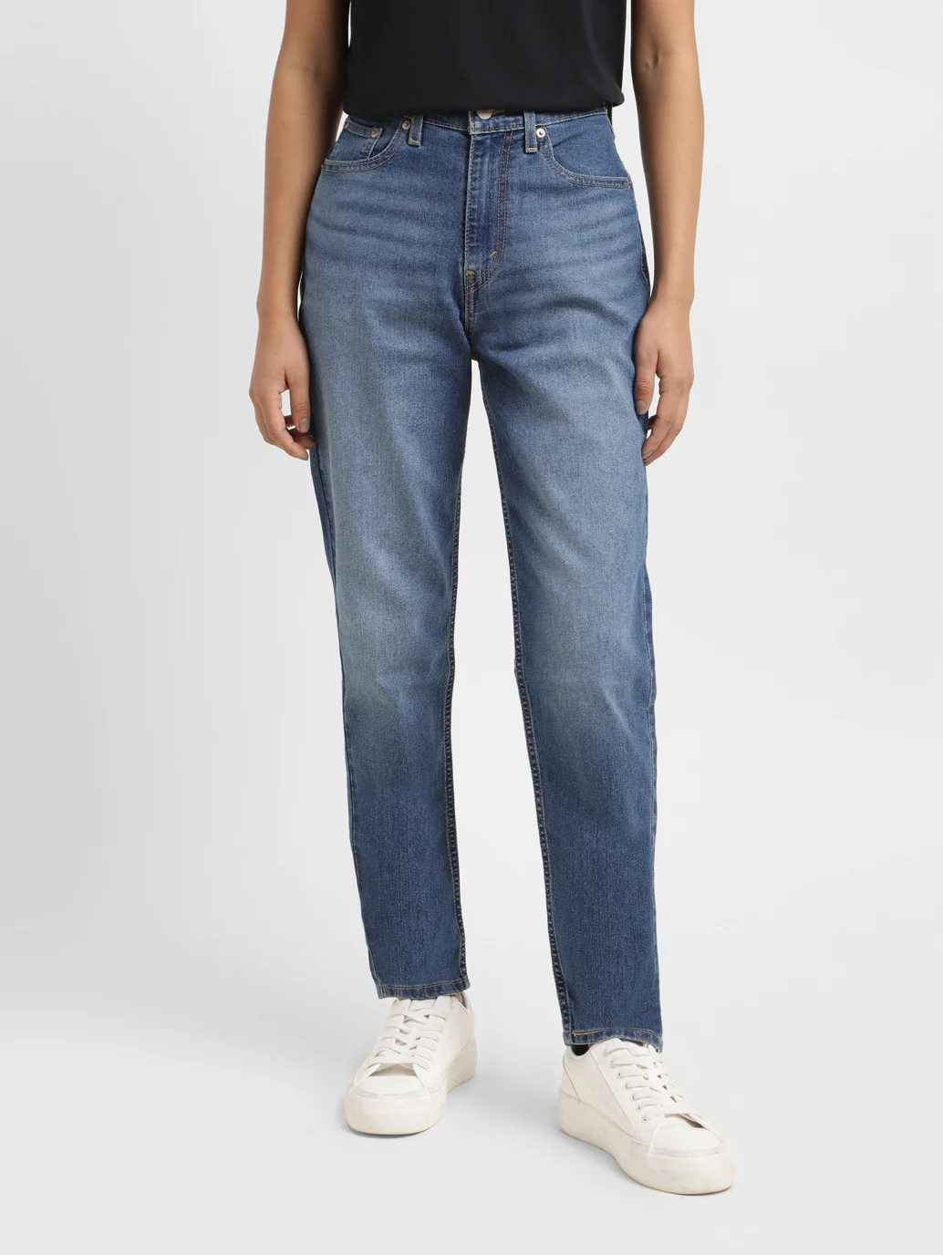 Women's Blue Loose Fit High Rise Mom Jeans - Image 7