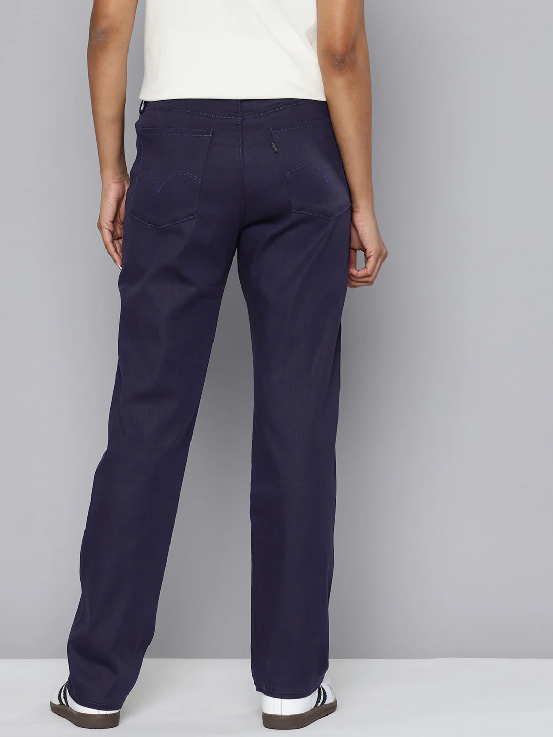 Women's Redloop High Rise Navy Straight Fit Trousers - Image 2