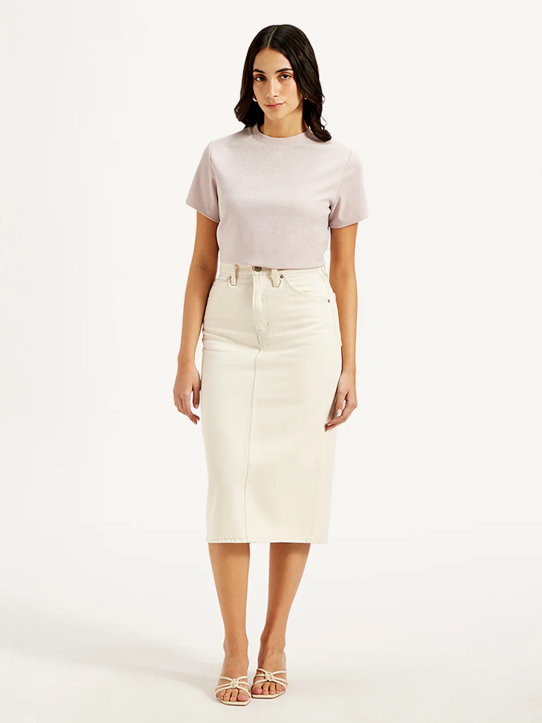 Women's High Rise Off-White Slim Fit Skirt - Image 2
