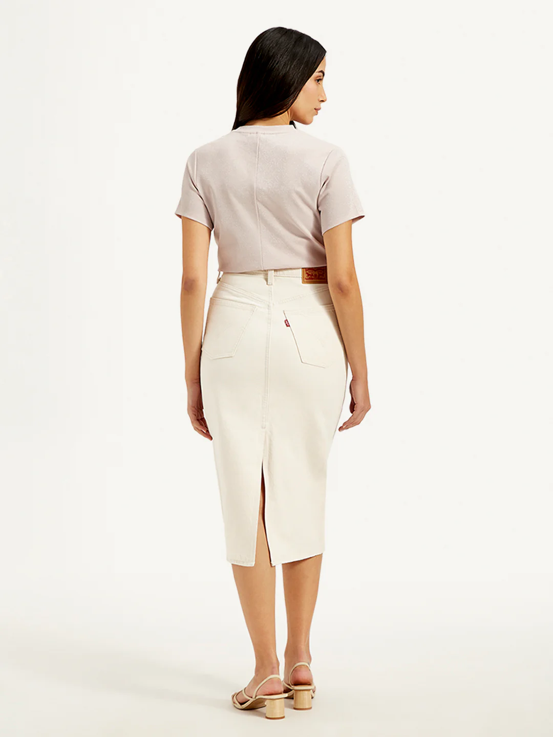 Women's High Rise Off-White Slim Fit Skirt - Image 3