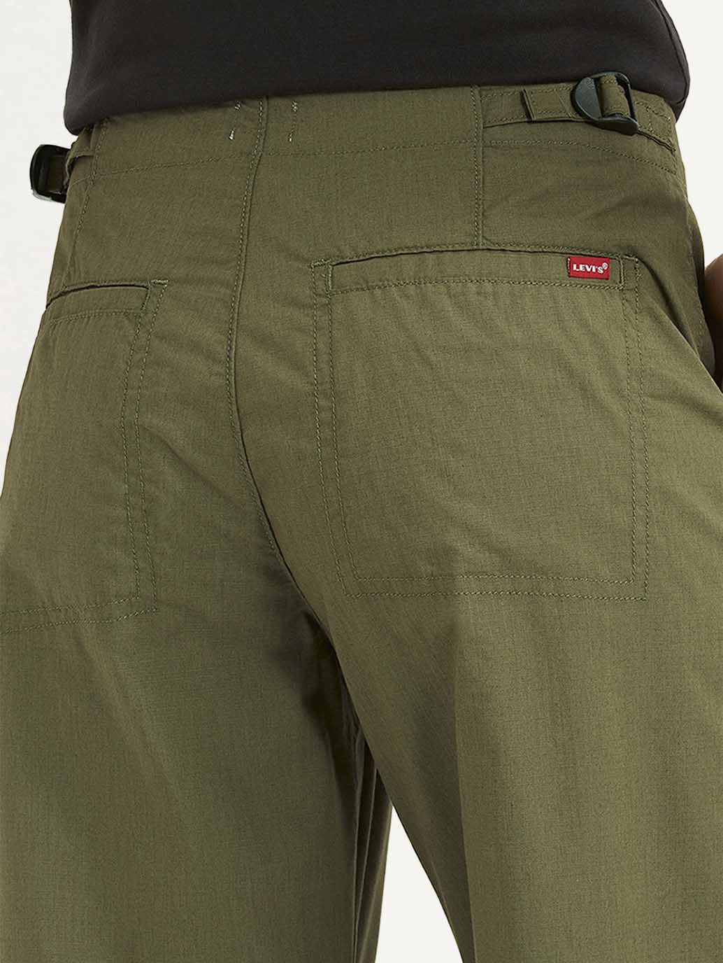 Women's Mid Rise Olive Baggy Cargo Trousers - Image 4
