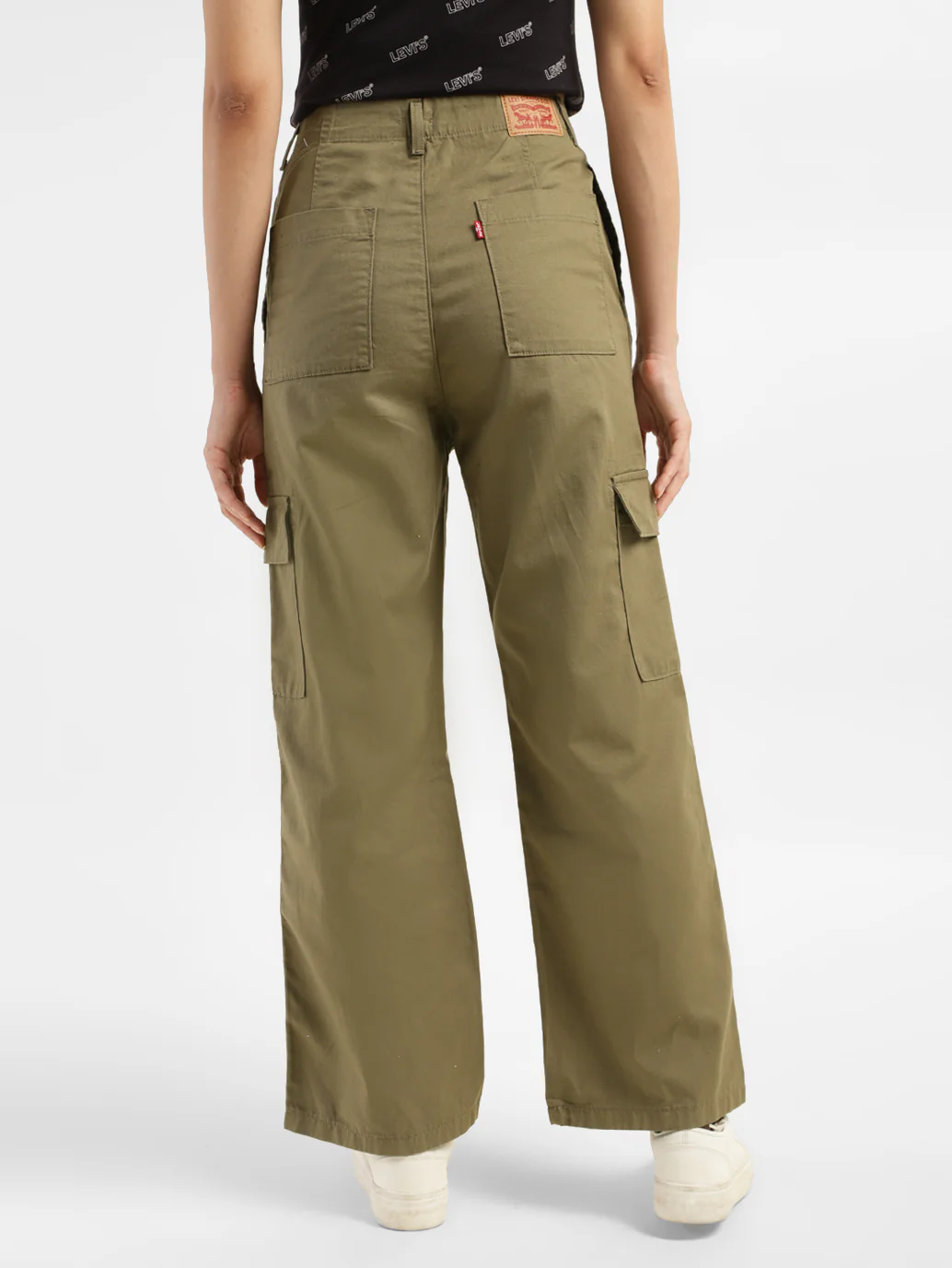 Women's High Rise Olive Loose Fit Cargo - Image 2