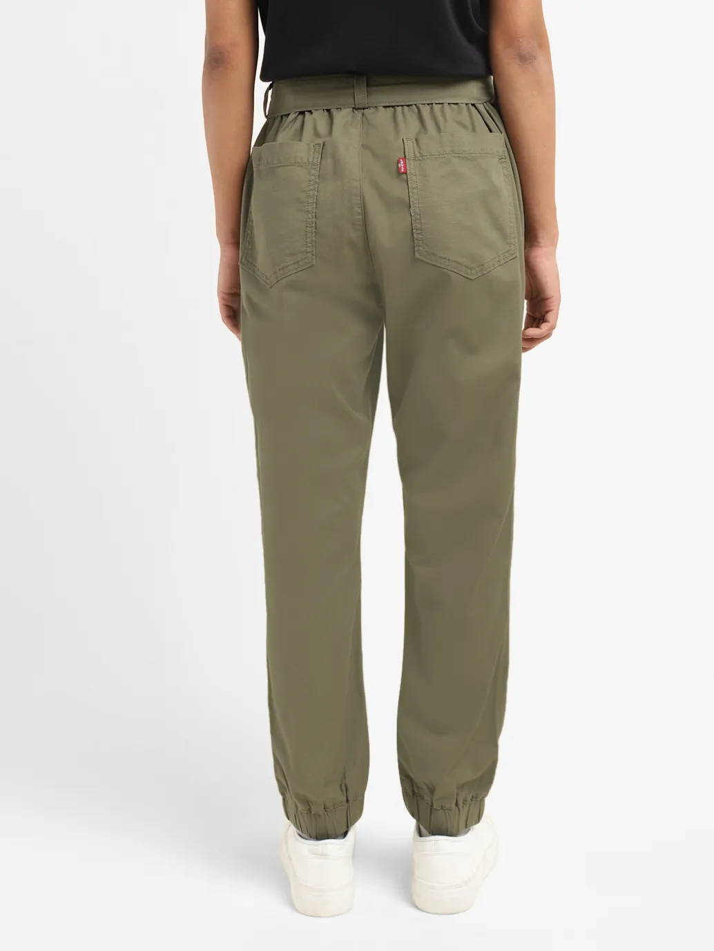 Women's High Rise Olive Regular Fit  Joggers - Image 3