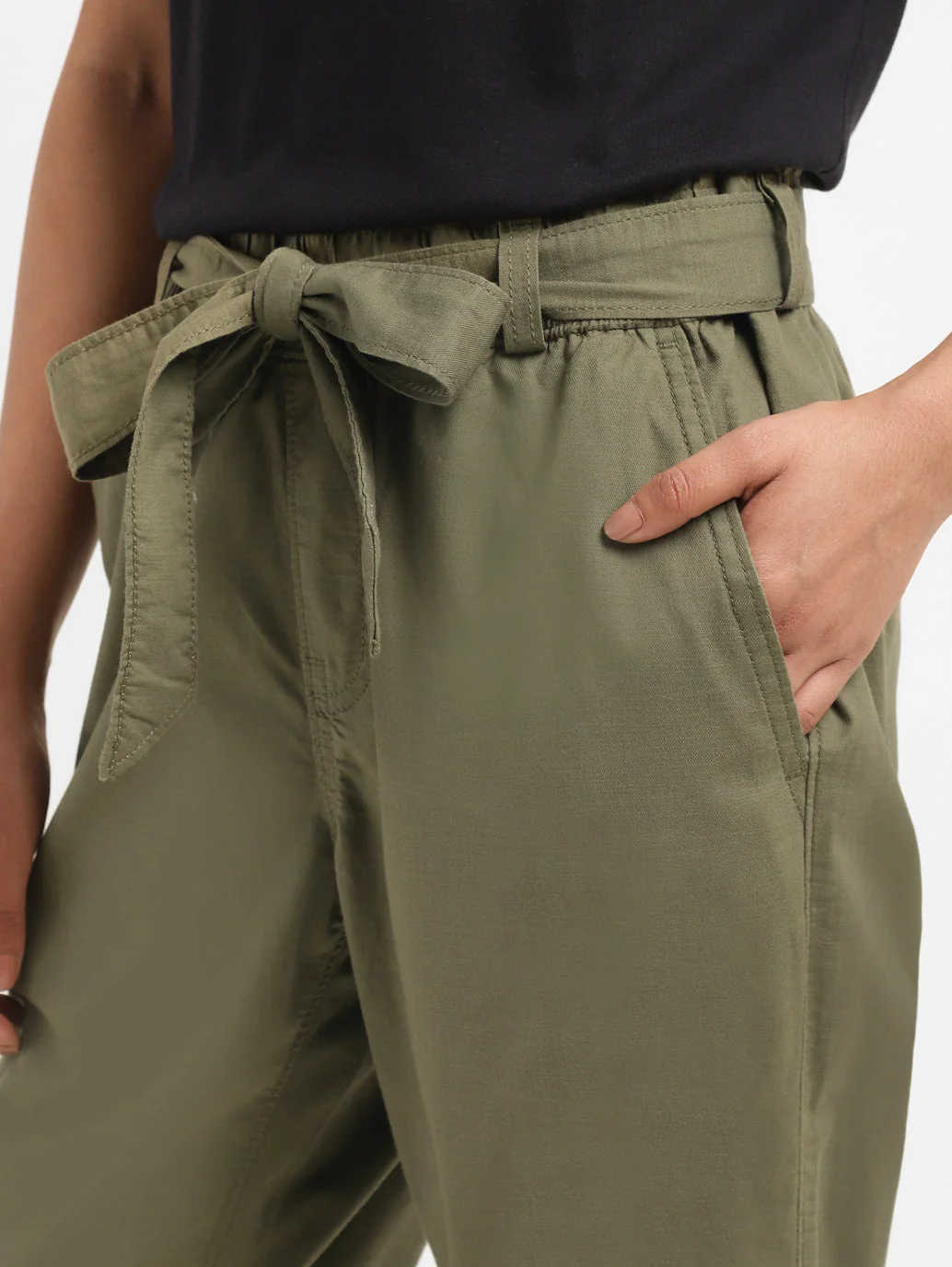 Women's High Rise Olive Regular Fit  Joggers - Image 6