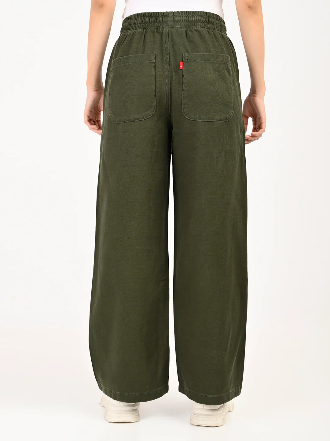 Women's High Rise Olive Regular Fit Parallel Trousers - Image 3