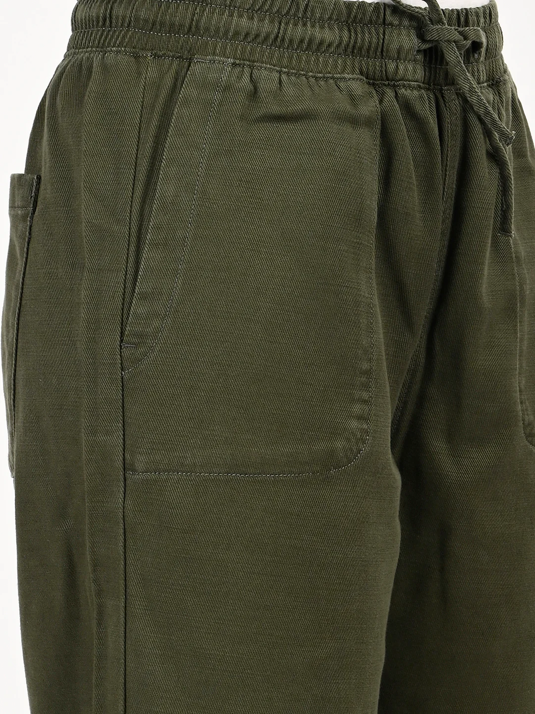Women's High Rise Olive Regular Fit Parallel Trousers - Image 4