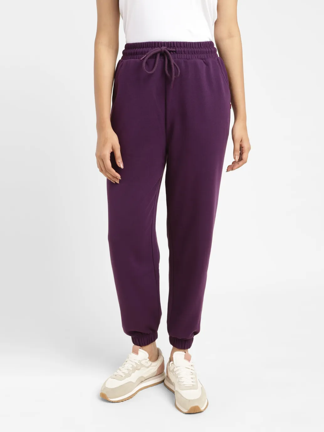 Women's High Rise Purple Regular Fit Joggers - Image 2
