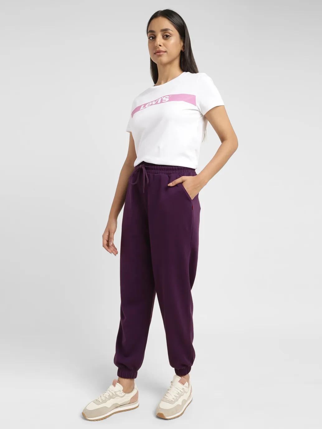 Women's High Rise Purple Regular Fit Joggers - Image 7