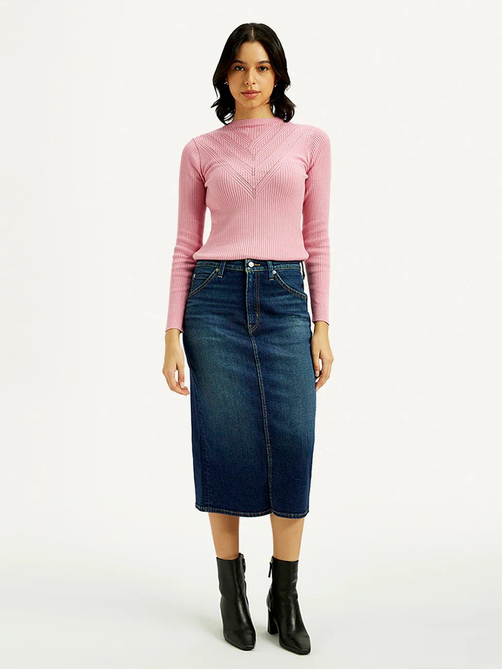 Women's High Rise Regular Fit Denim Skirt - Image 2