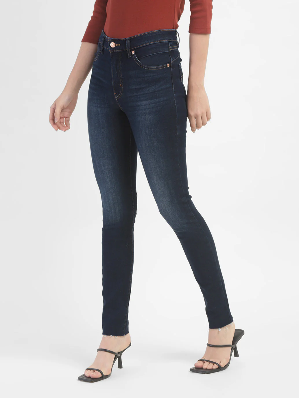 Women's Navy Blue Revel Shaping Skinny Fit High Rise Jeans - Image 5