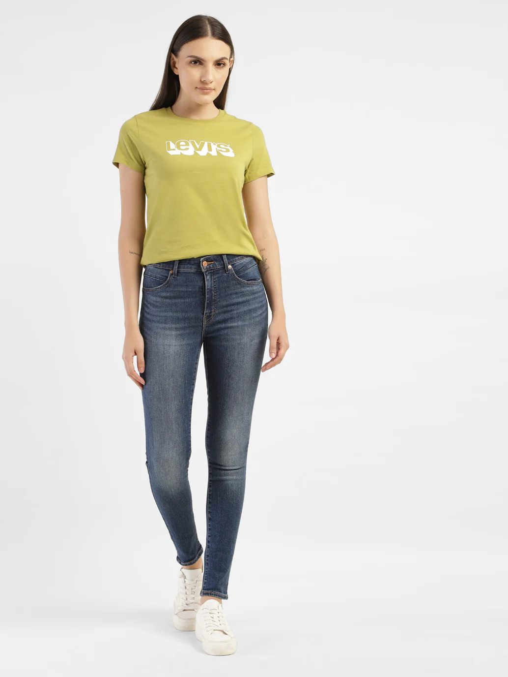 Women's Blue Shaping Wide Leg Fit High Rise Jeans