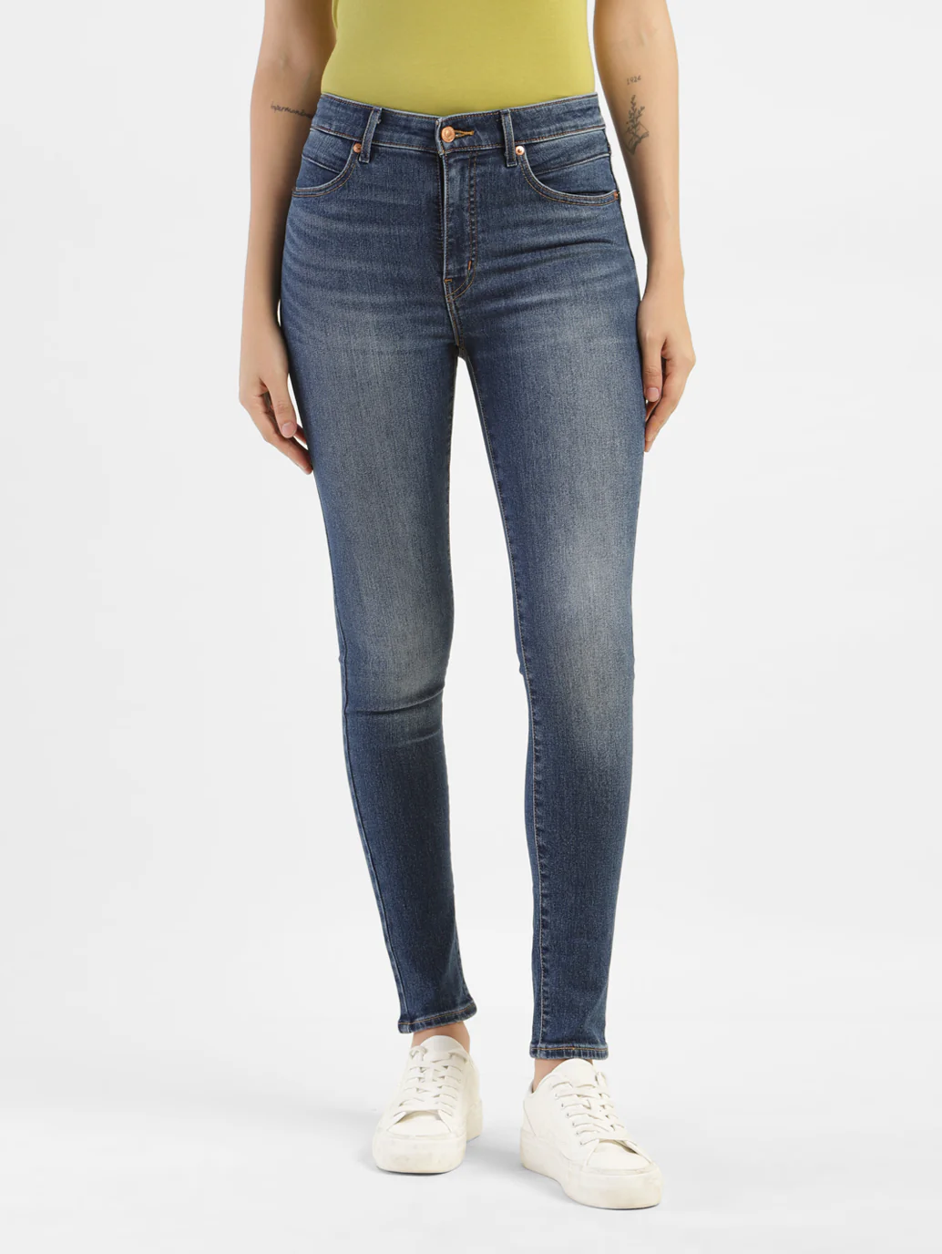 Women's Blue Shaping Wide Leg Fit High Rise Jeans - Image 2