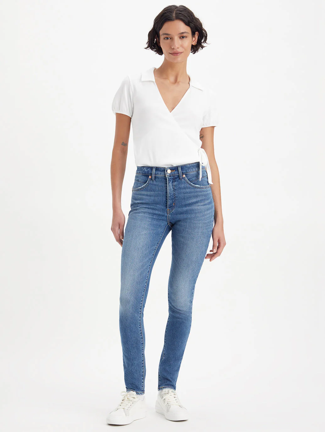 Women's Blue Shaping Wide Leg Fit High Rise Jeans - Image 10