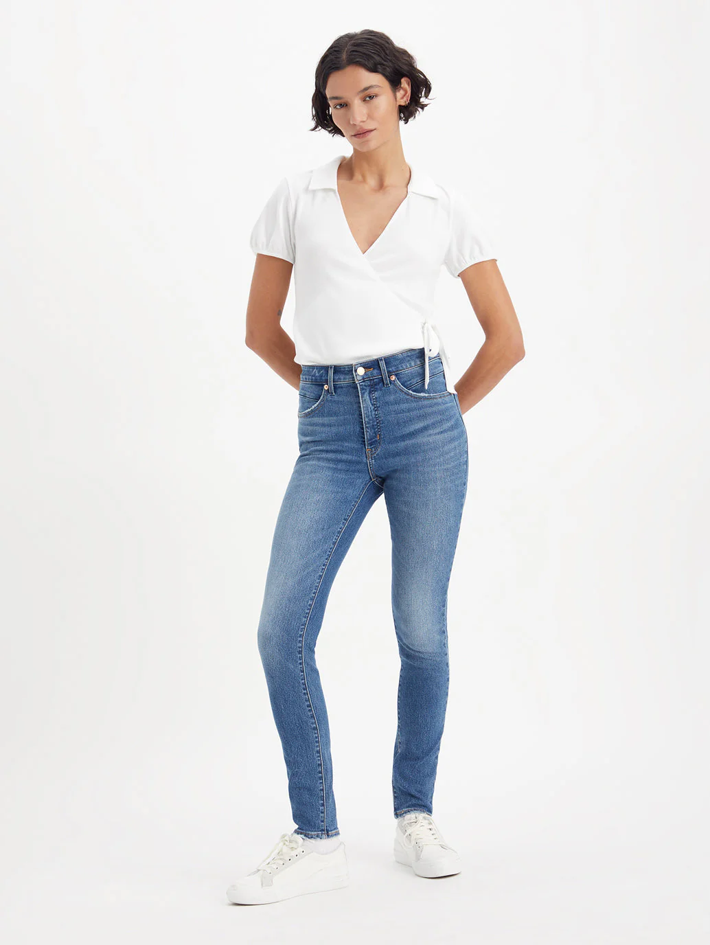 Women's Blue Shaping Wide Leg Fit High Rise Jeans - Image 2