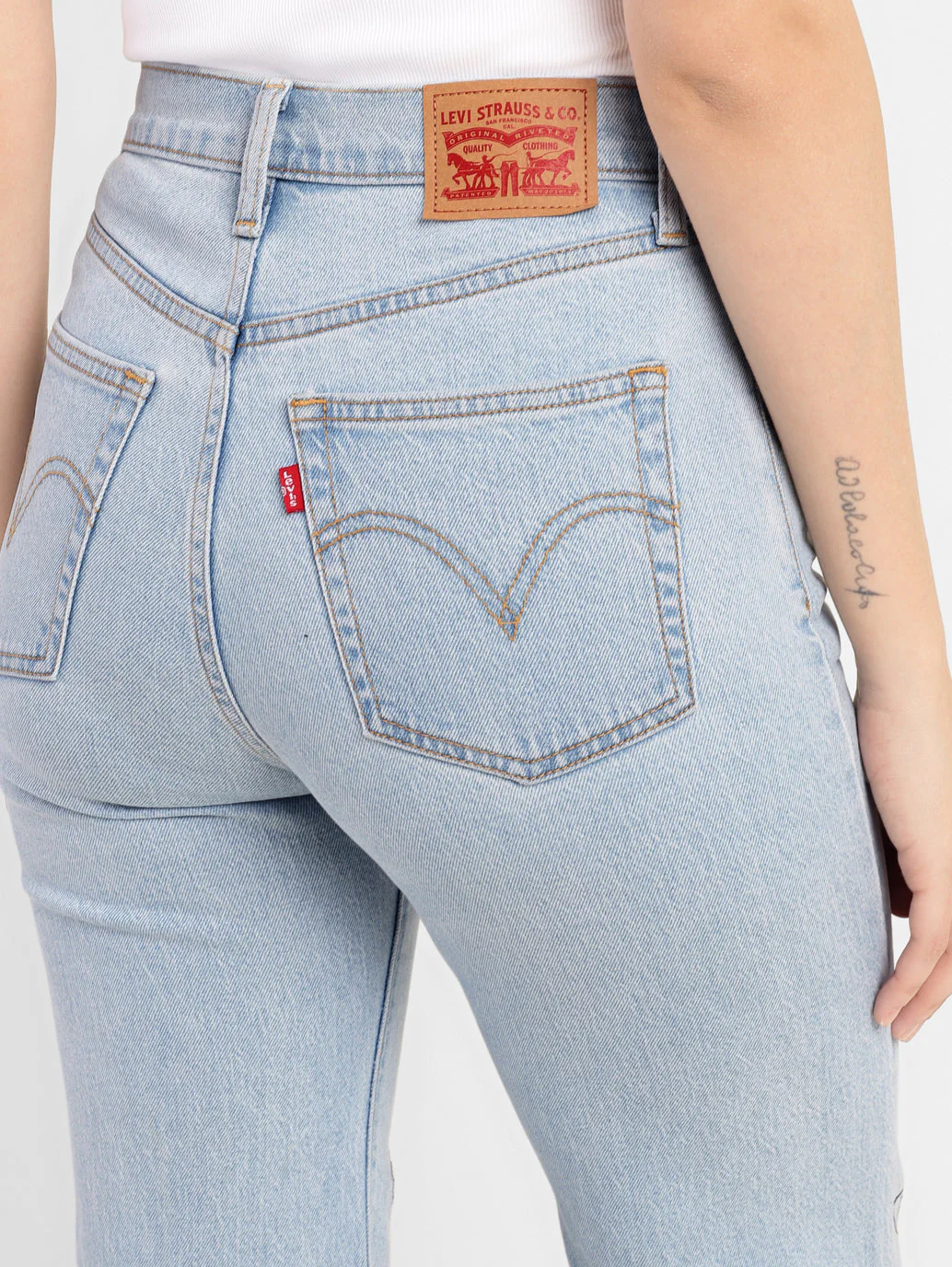 Women's Blue Ribcage Bell Bottom Wide Leg Fit High Rise Jeans - Image 5