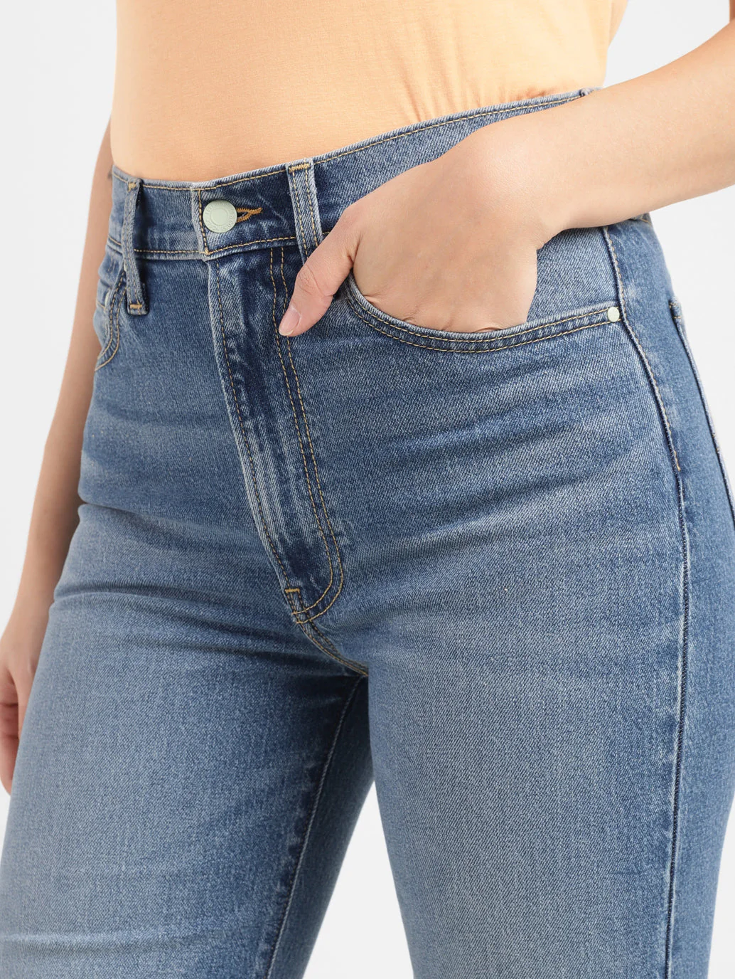 Women's Blue Ribcage Bell Bottom Wide Leg Fit High Rise Jeans - Image 6