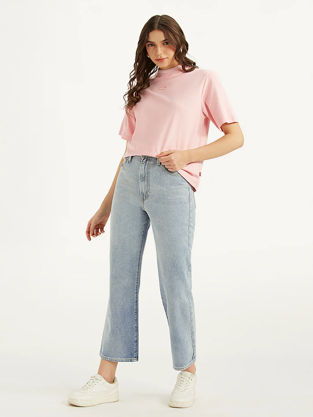 Women's Light Blue Ribcage Cropped Bootcut Fit High Rise Jeans