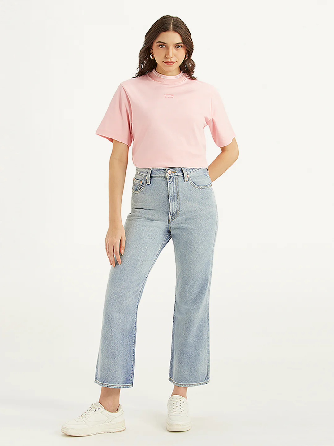 Women's Light Blue Ribcage Cropped Bootcut Fit High Rise Jeans - Image 2
