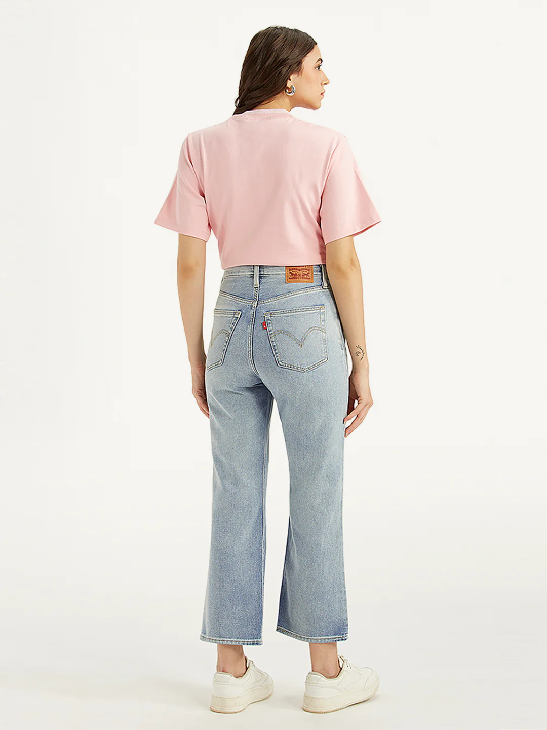 Women's Light Blue Ribcage Cropped Bootcut Fit High Rise Jeans - Image 3