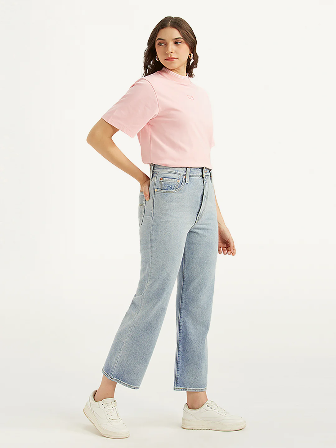 Women's Light Blue Ribcage Cropped Bootcut Fit High Rise Jeans - Image 4