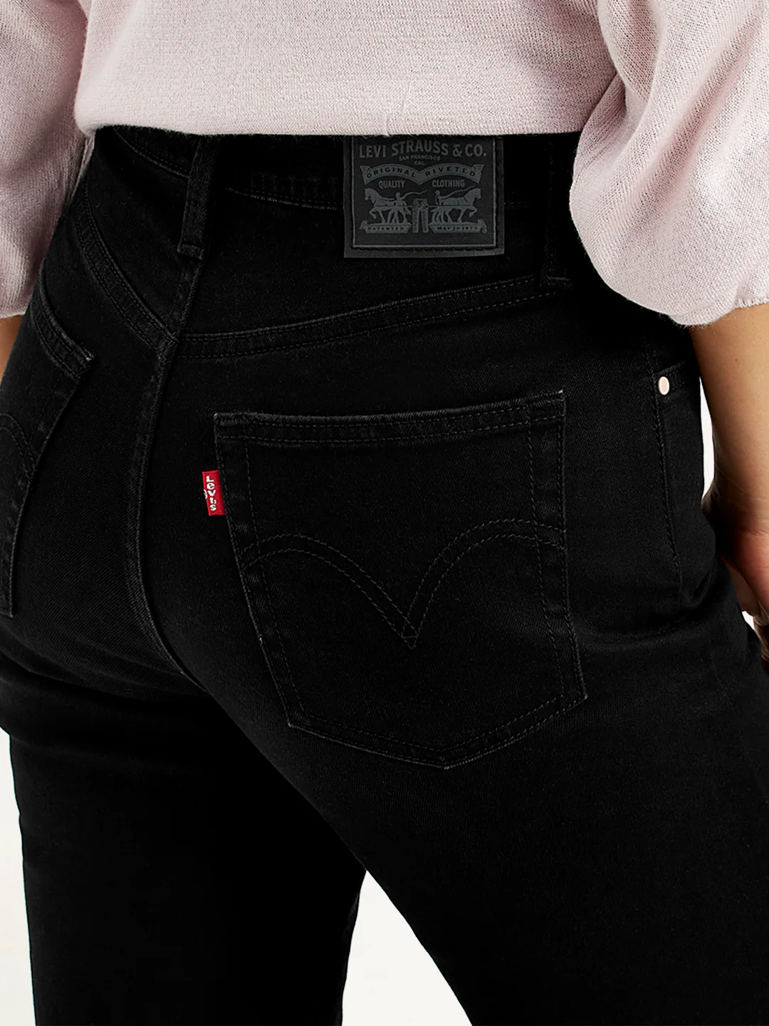 Women's Black Ribcage Bell Bottom Wide Leg Fit High Rise Jeans - Image 4