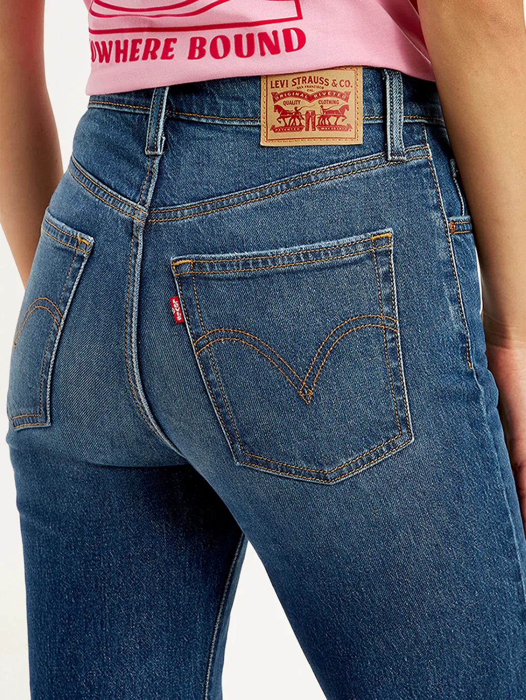 Women's Blue Ribcage Bell Bottom Wide Leg Fit High Rise Jeans - Image 4