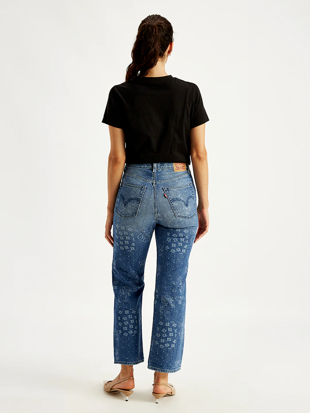 Women's Blue Ribcage Cropped Bootcut Fit High Rise Jeans - Image 2